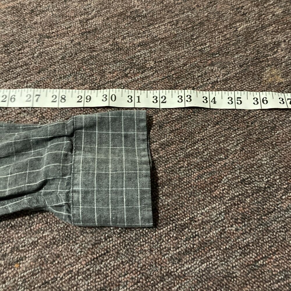 UNTUCKit Shirt Men's Large Slim Fit 100% Linen Gray Long Sleeve Button Plaid - Picture 8 of 8